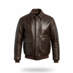 Men’s Antique Lambskin Leather A-2 Jacket – Brown Vintage Bomber Style mannequin