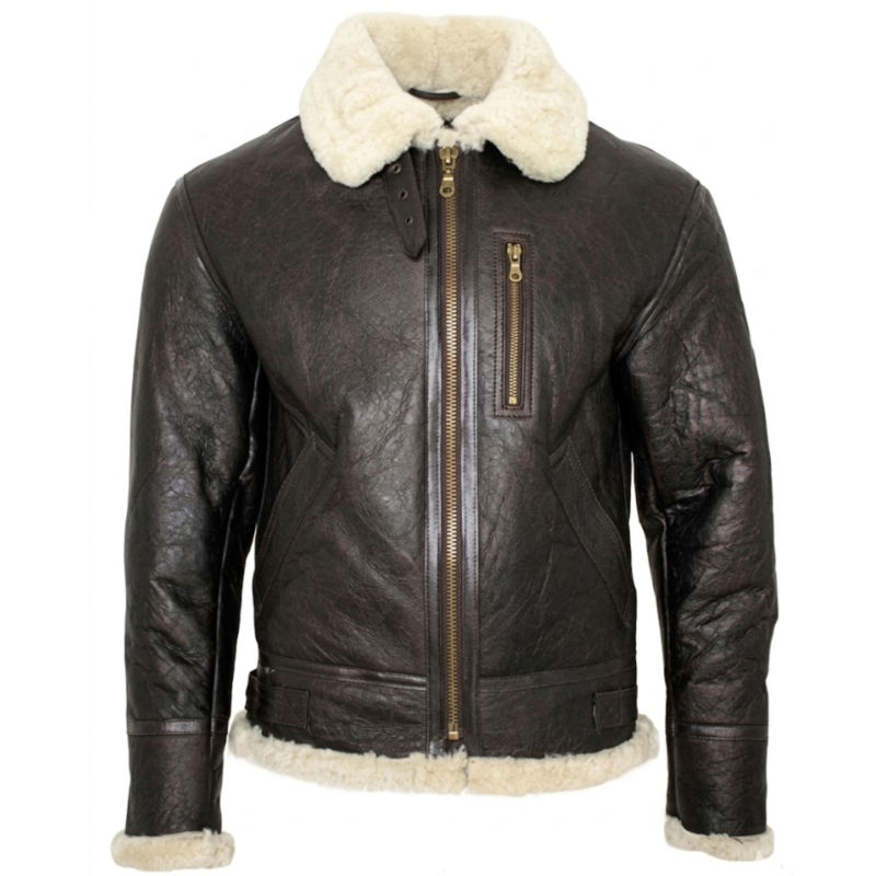 b3 bomber shearling distressed brown jacket