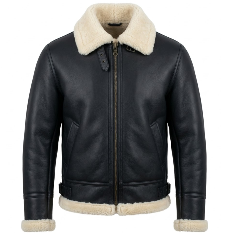 phantom b3 bomber sheearling leather jacket on an invisible mannequin