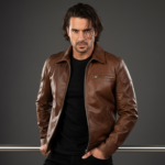 Brown Leather Biker Jacket For Men – Full Grain Cowhide - Image 4