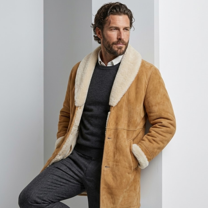 Men's Genuine Shearling Sheepskin Coat | Genuine Leather | Snag Leather - Image 4