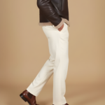 man wearing espresso brown shearling jacket by snag leather