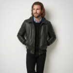 Blackhawk Men's Black Aviator Leather Bomber Jacket | Shearling Collar | Snag Leather - Image 2