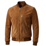 Men's Brown Suede Leather Bomber Jacket | Real Suede | Snag Leather