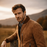 Men's Brown Suede Leather Bomber Jacket | Real Suede | Snag Leather - Image 3