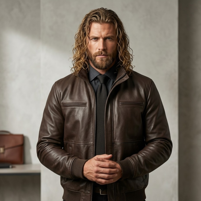 Duskwood Men's Dark Brown Leather Bomber Jacket | Full-Grain Smart Casual | Snag Leather - Image 2