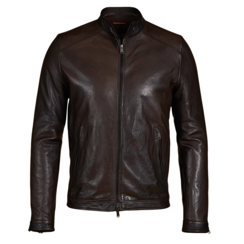 dark brown vintage leather jacket