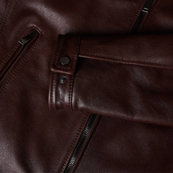Dark Brown Vintage Leather Jacket Men | Genuine Lamb Leather - Image 3