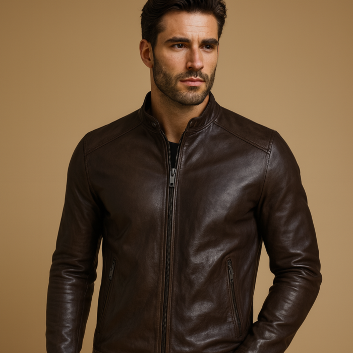 dark brown vintage leather jacket 1