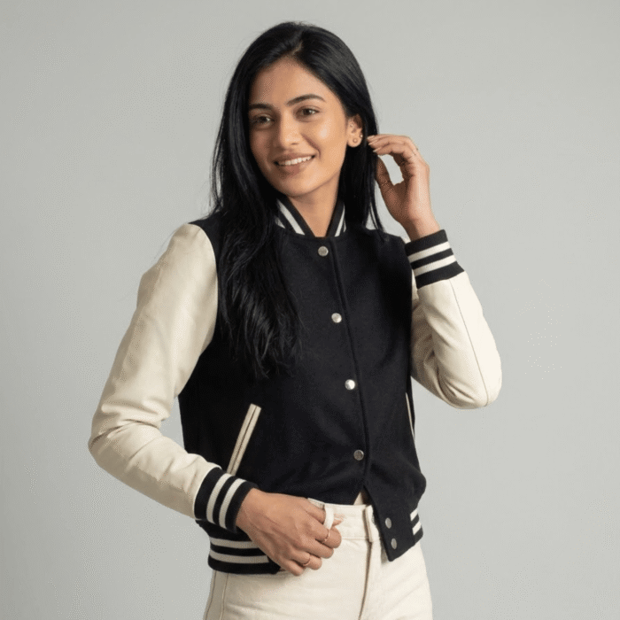 Women's Black & White Varsity Jacket