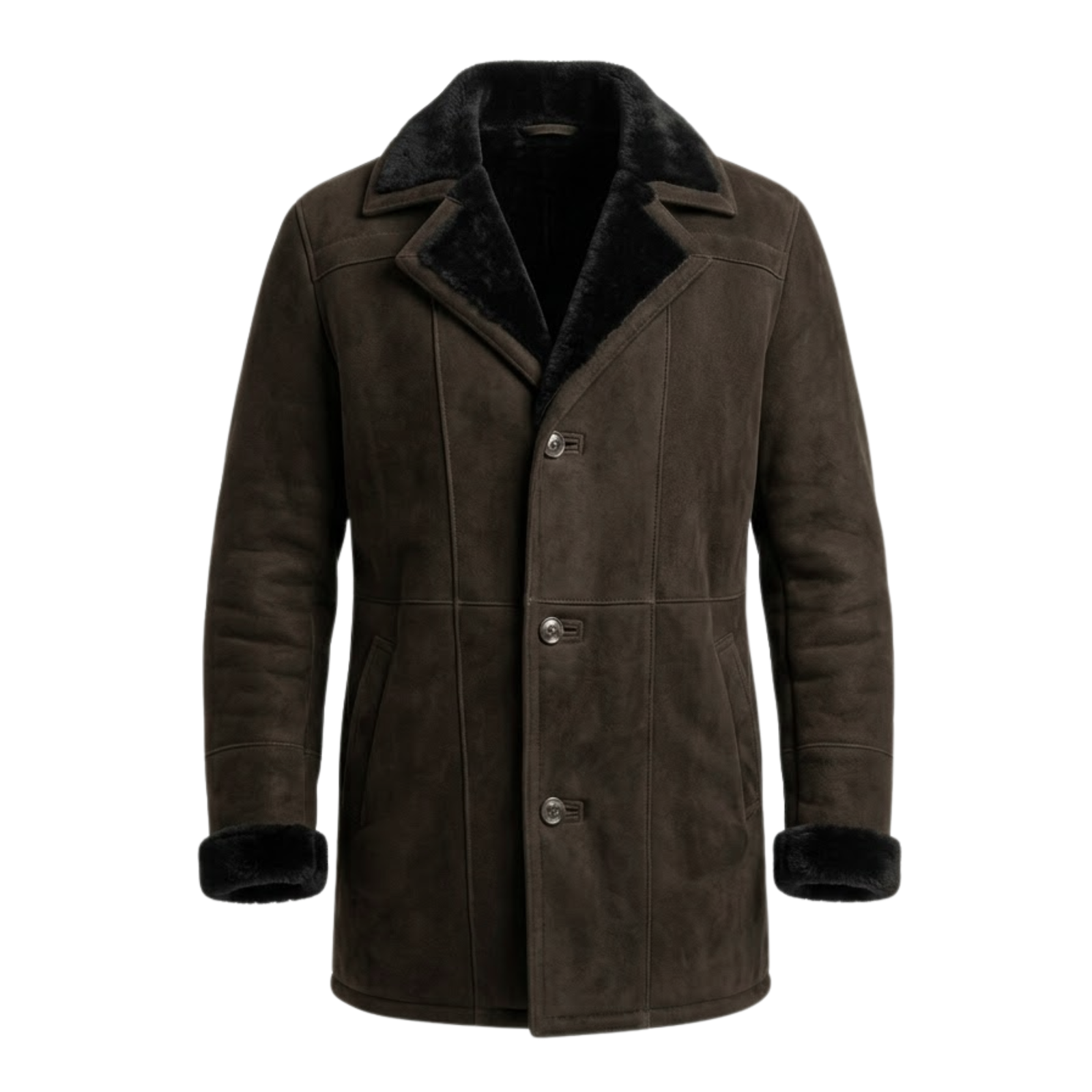 6 Men's Charcoal Spanish Shearling Coat | Genuine Sheepskin Leather - Image 1