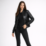 Women's Black MA-1 Leather Bomber Jacket