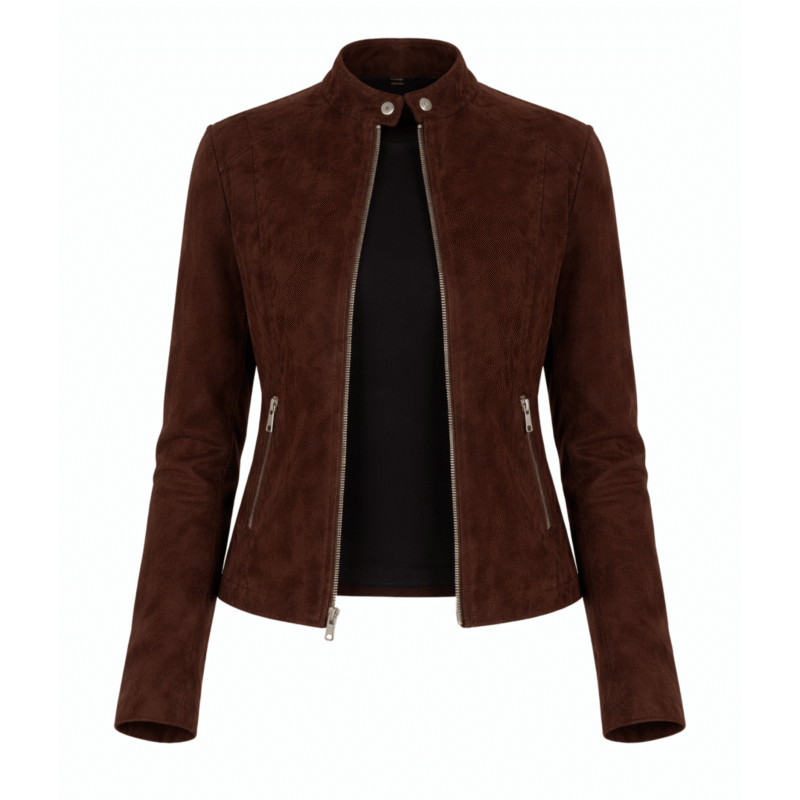 Women's Mocha Suede Biker Jacket