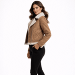 Women's Distressed Brown Leather Bomber Jacket