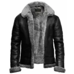 Men B3 Bomber Flying Sheepskin RAF Aviator Fur Collar Leather Jacket
