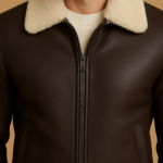 Pilot Shearling Bomber Jacket for Men - Image 4