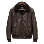 Men's Brown Aviator Leather Bomber Jacket | Shearling Collar | Snag Leather