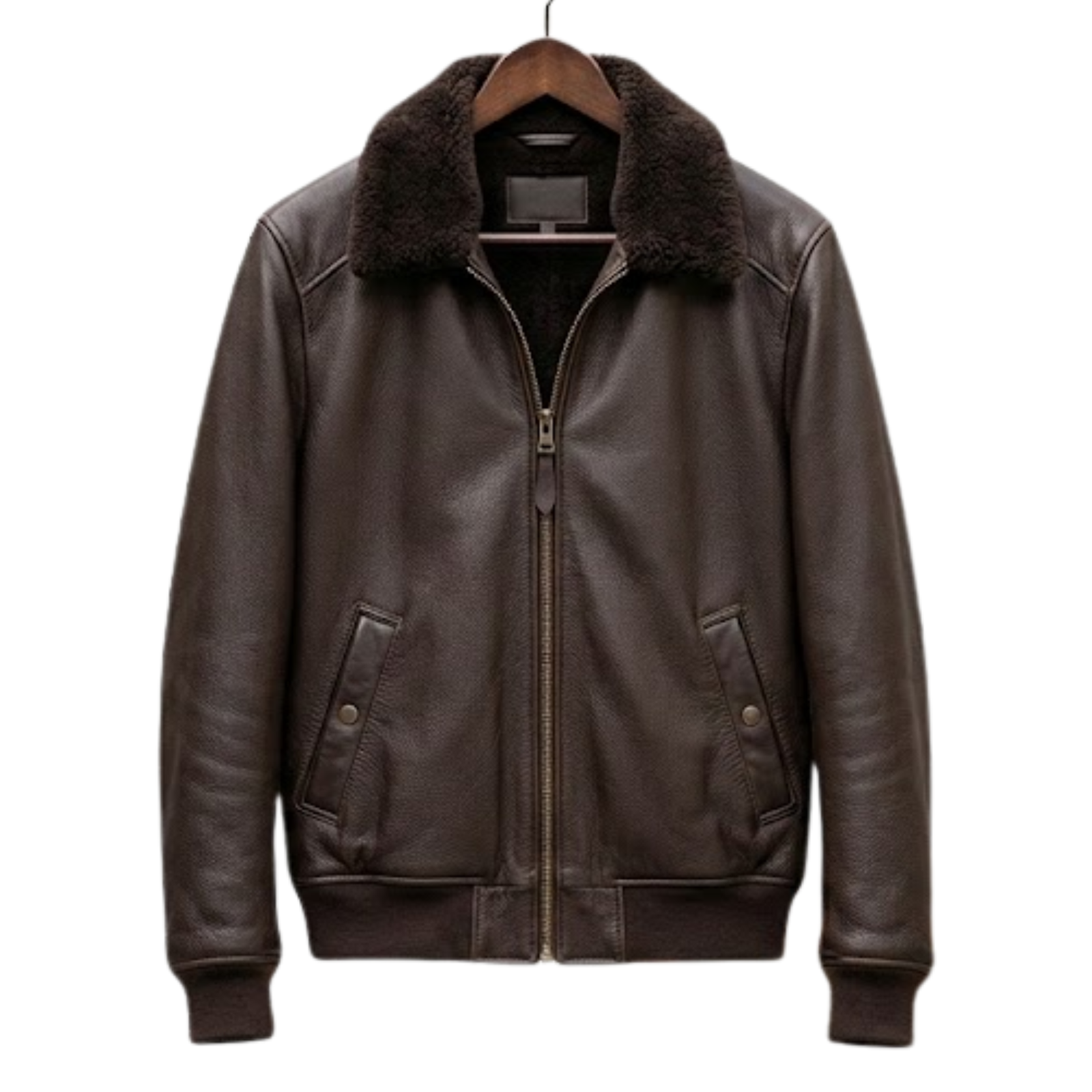 Men's Brown Aviator Leather Bomber Jacket | Shearling Collar | Snag Leather - Image 1