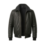 Blackhawk Men's Black Aviator Leather Bomber Jacket | Shearling Collar | Snag Leather