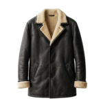 Midnight men's black shearling coat front