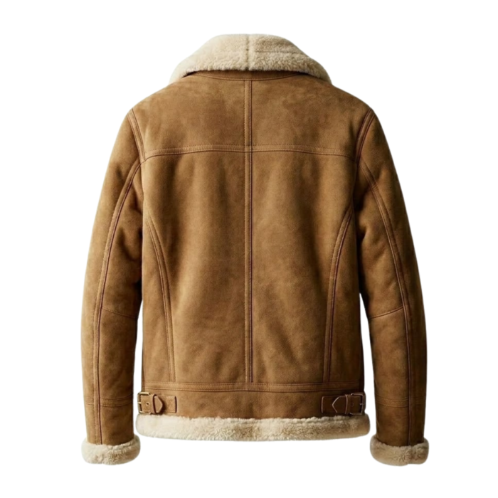 Falcon Men's Came tan shearling aviator jacket by snag leather back