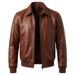 Men's cognac brown full-grain leather aviator jacket - Coppervault by Snag Leather