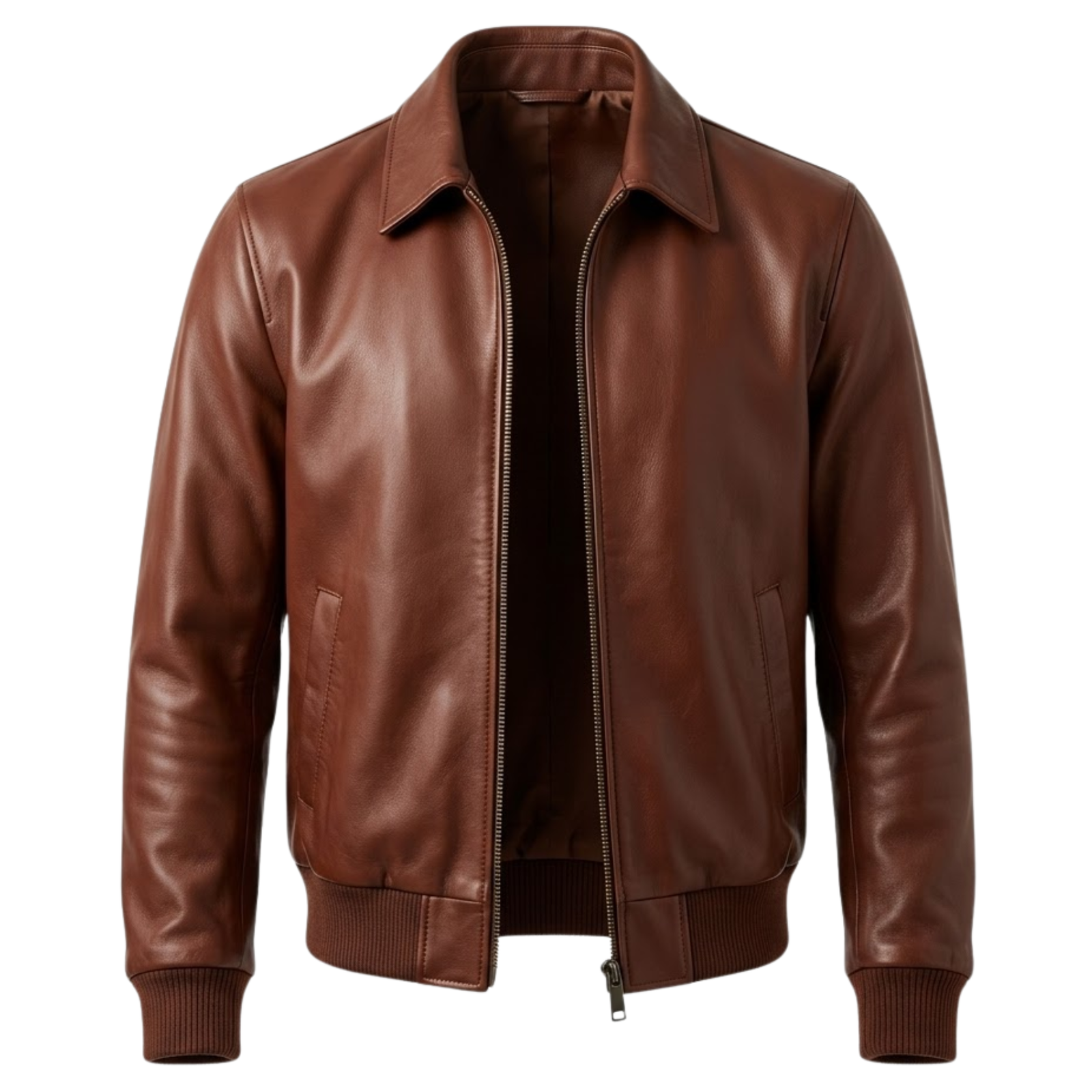 Men's cognac brown full-grain leather aviator jacket - Coppervault by Snag Leather Men's cognac brown full-grain leather aviator jacket - Coppervault by Snag Leather