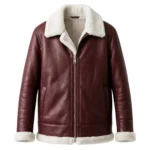 Mens maroon shearling leather jacket by snag leather