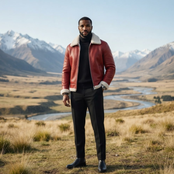 Amore oxblood shearling leather jacket