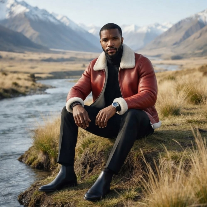 Amore oxblood shearling leather jacket