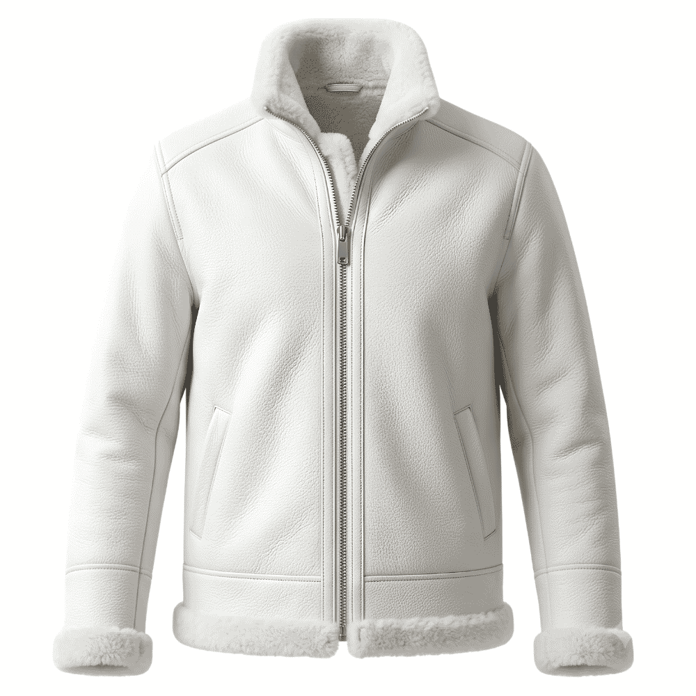 Marble Men's White Shearling Leather Jacket Marble Men's White Shearling Leather Jacket