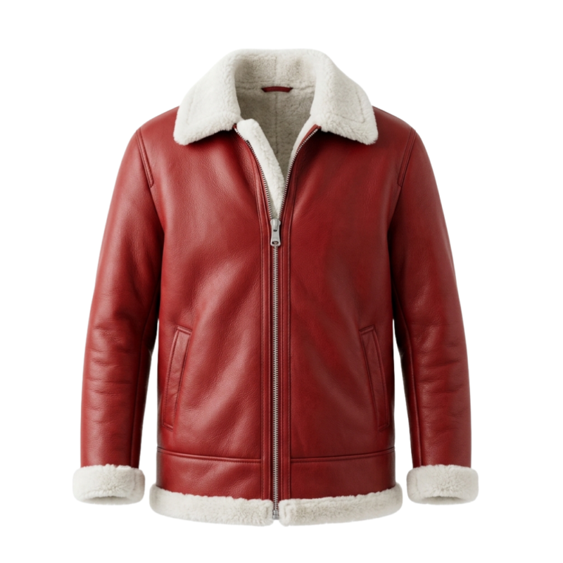 Amore Men's Oxblood Shearling Leather Jacket