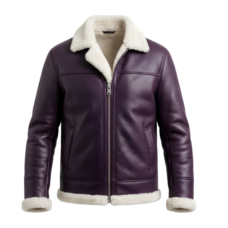 Eclipse Men's Plum Shearling Leather Jacket