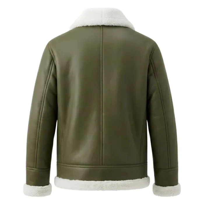 Evercrest Men's Olive Shearling Flight Leather Jacket