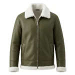 Evercrest Men's Olive Shearling Flight Leather Jacket