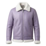 Wisteria Men's Lavender Shearling Leather Bomber Jacket