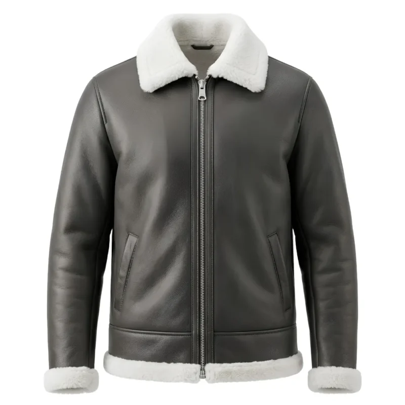 Northstar Men's Charcoal Shearling Leather Jacket by Snag Leather