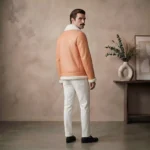 Solstice Men's Peach Shearling Leather Jacket
