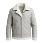 Northbound Men's Light Grey Leather Shearling Aviator Jacket