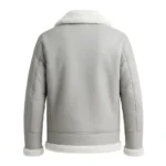 Northbound Men's Light Grey Leather Shearling Aviator Jacket