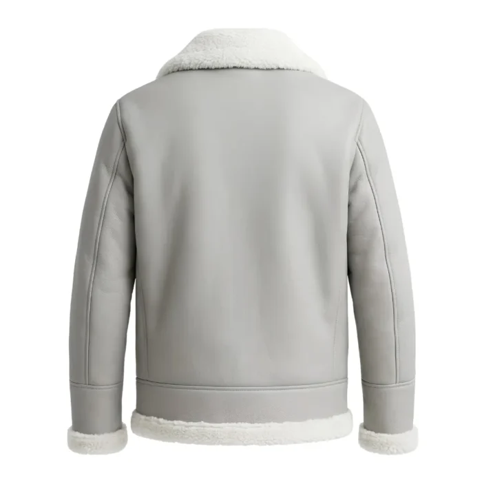 Northbound Men's Light Grey Leather Shearling Aviator Jacket