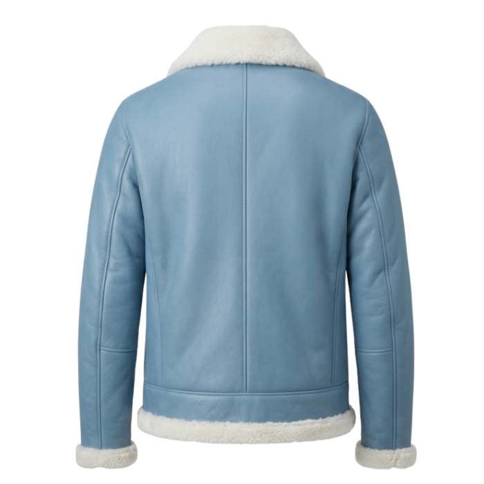 Bluehaven Men's Blue Shearling Leather Jacket