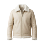 Ivory Horizon Men's Cream Shearling Flight Leather Jacket | Snag Leather