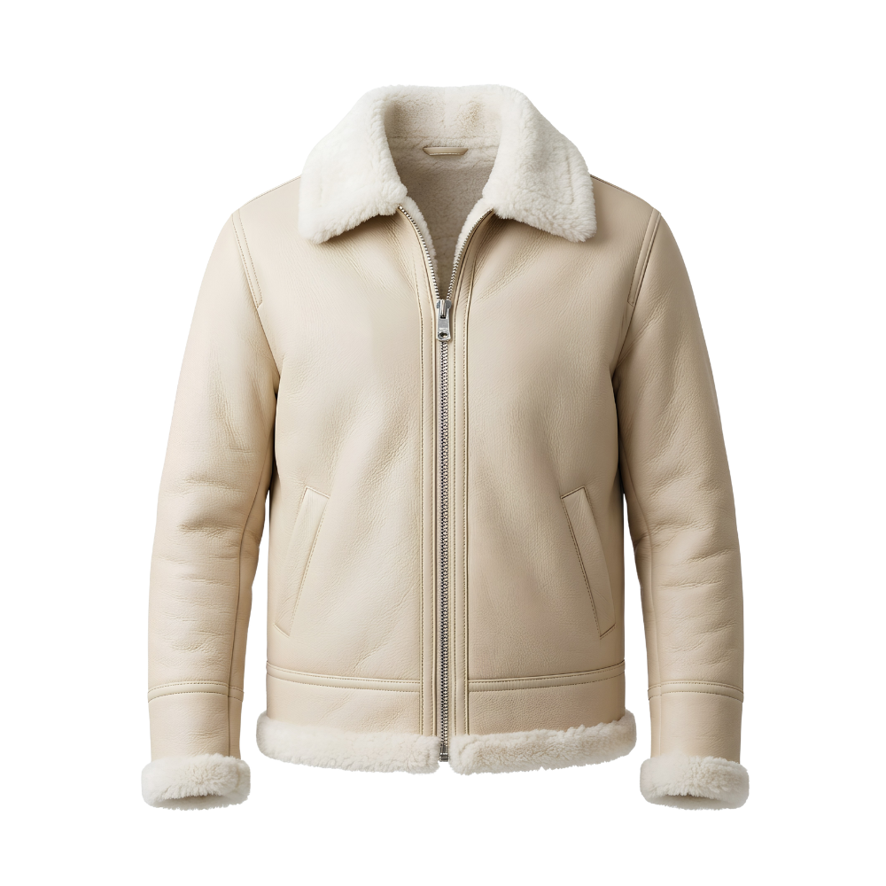 Ivory Horizon Men's Cream Shearling Flight Leather Jacket | Snag Leather Ivory Horizon Men's Cream Shearling Flight Leather Jacket | Snag Leather