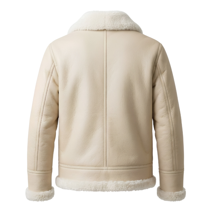 Ivory Horizon Men's Cream Shearling Flight Leather Jacket | Snag Leather