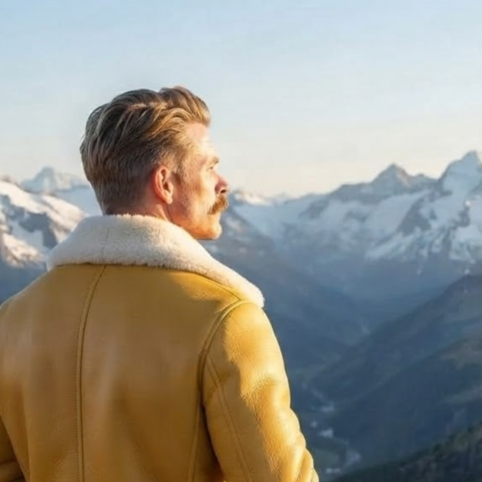 solstice yellow shearling jacket for men by snag Leather