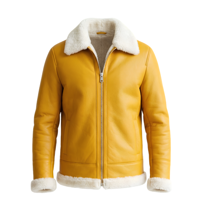 Solstice Men's Gold Shearling Leather Jacket